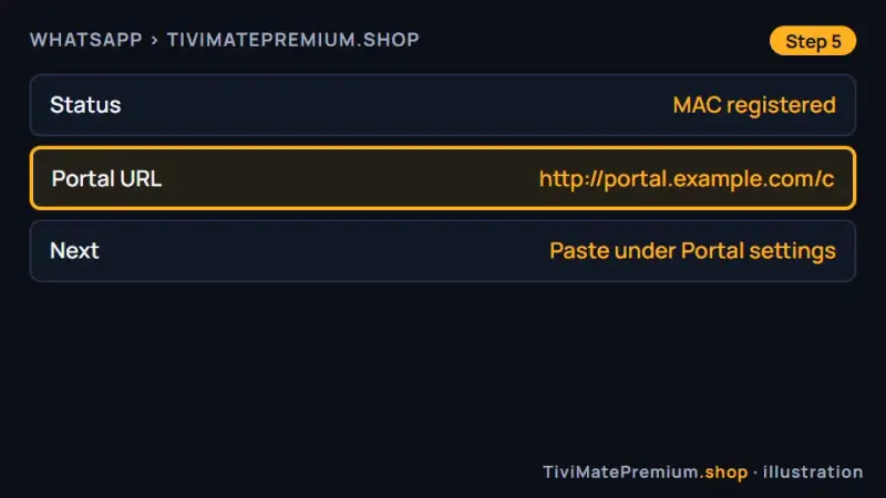 WhatsApp reply with a portal URL for the emulator profile, ending in /c